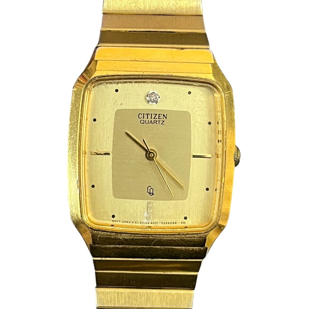 Citizen Watch Unisex OS Gold Quartz Square Dial 4031-893514 Vintage Diamond